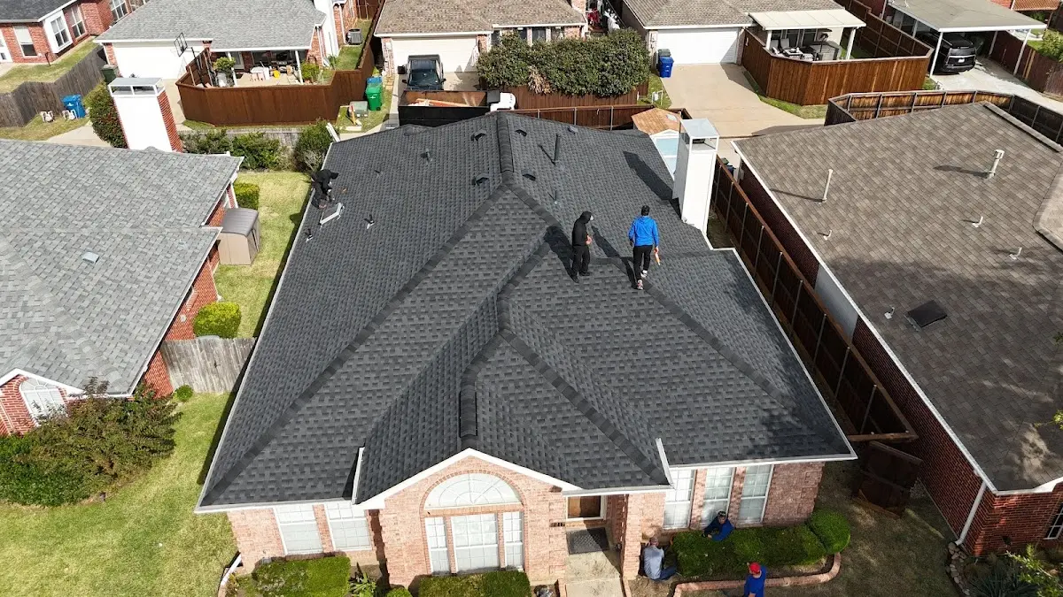 Slate & Tile Roof Repair work in progress on a Norcross property